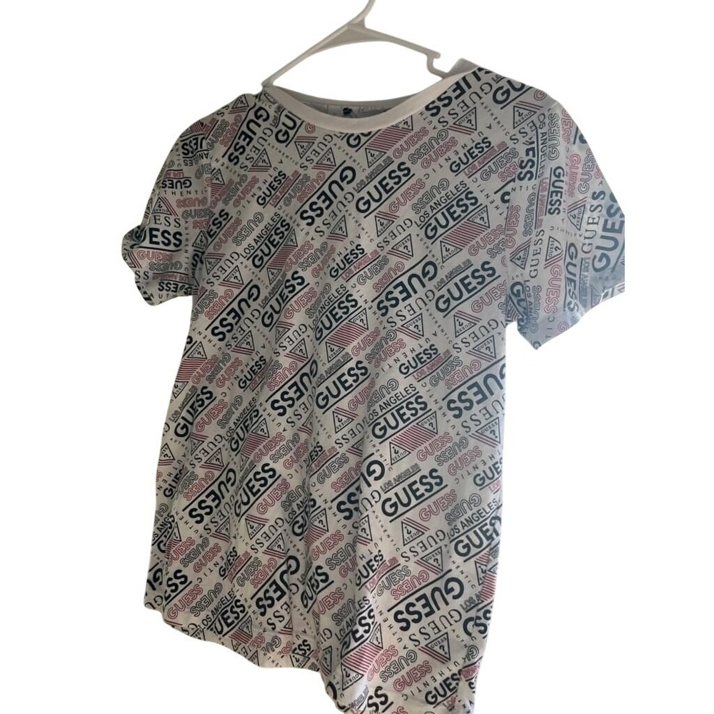 Y2K Guess‎ White and Red T-Shirt Guess Logos